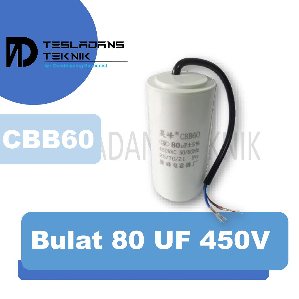 KAPASITOR 80 UF 450V CBB60 BULAT CAPACITOR CBB60 80 MIKRO 450 VOLT
