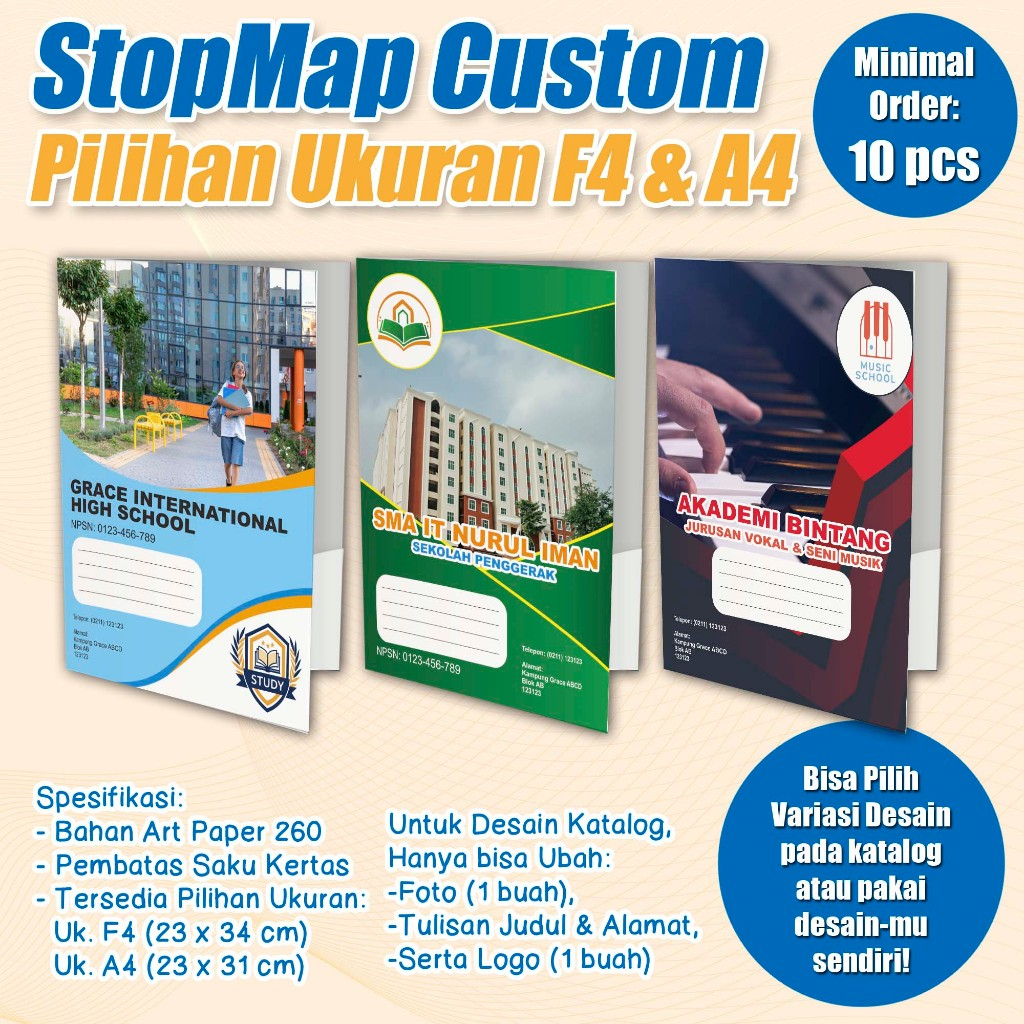 [minimal order 10 pcs] - STOPMAP CUSTOM - Map Custom - Pilihan Ukuran F4 & A4