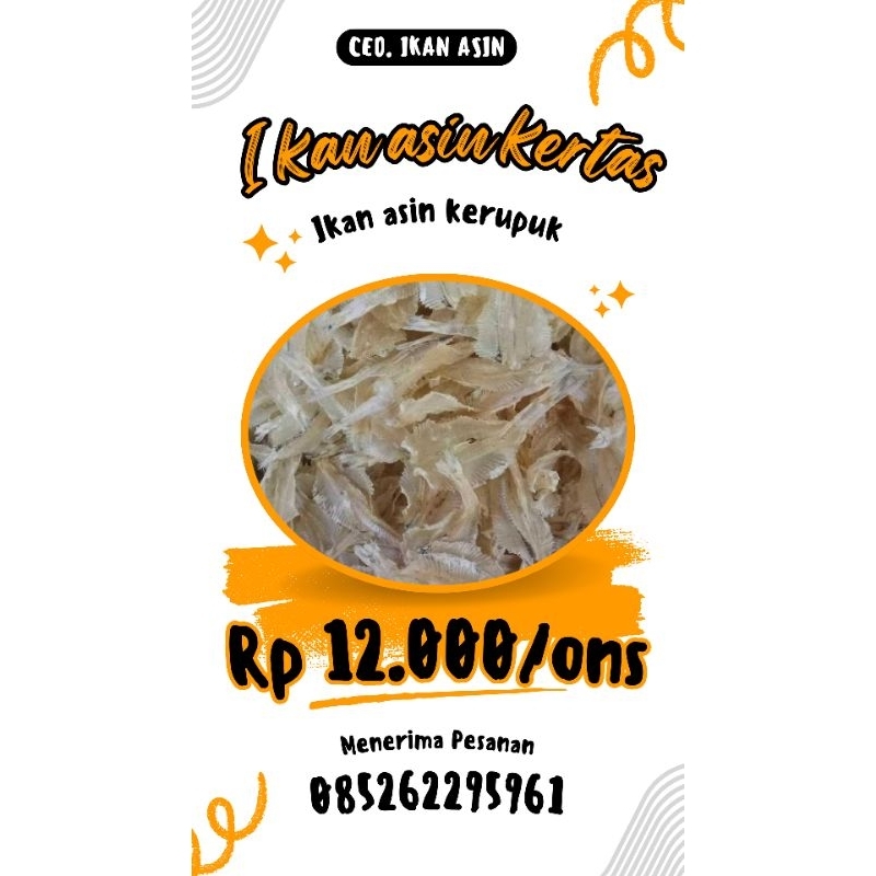 

IKAN-ASIN-KERTAS(ikan/asin/kerupuk)100gram❗❗❗MURAH