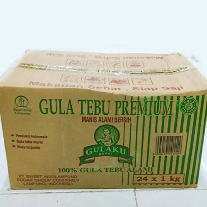 

[DUS isi 24] GULAKU gula pasir kuning hijau premium karton isi 24 x 1kg