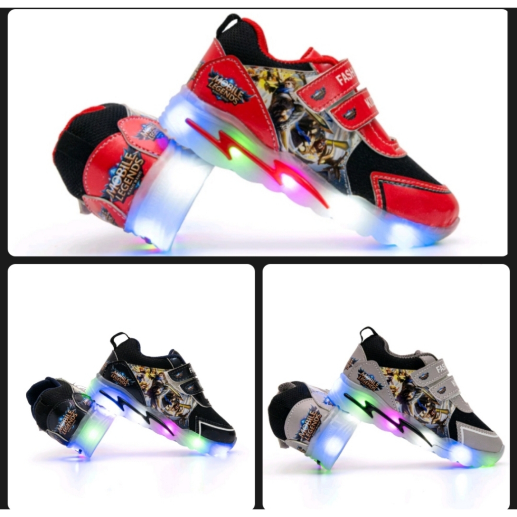 Sepatu Sneakers Sport Led Game Anak Laki-Laki 3-7 Tahun/ Sepatu Kets Casual Running Olahraga Anak Co