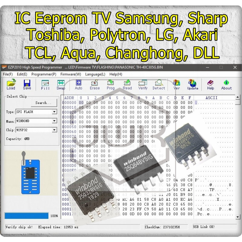 IC Eeprom plus Firmware TV Sanken Siap Pakai