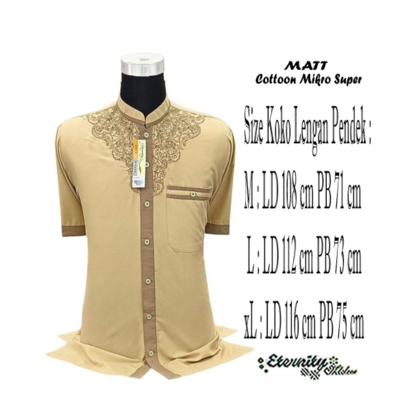 baju koko dewasa lengan pendek bordir eternity muslim