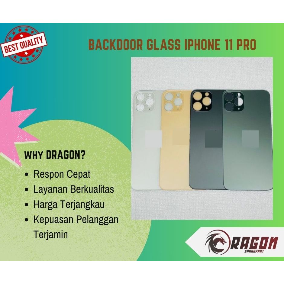 Backdoor Glass Kaca Belakang iPhone 11 Pro Original