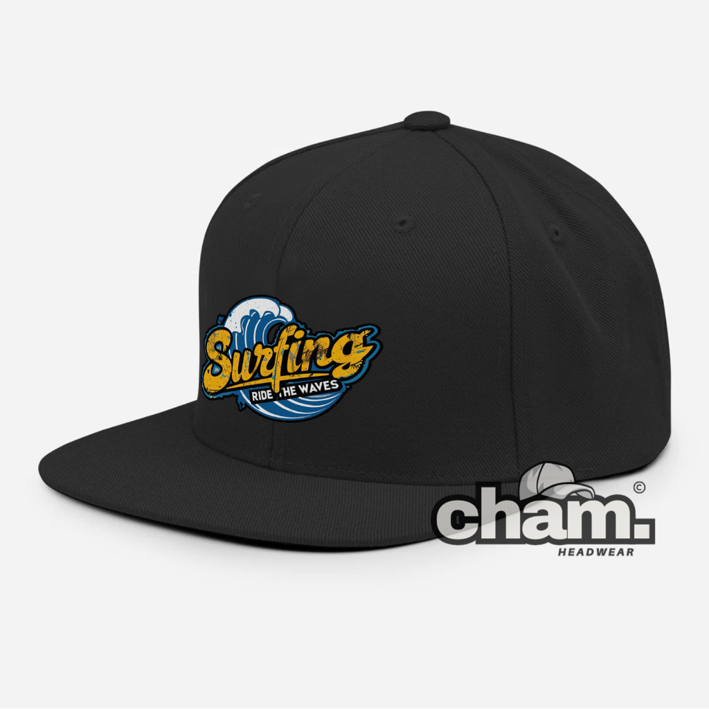 Topi Snapback Original Cham Headwear Kode Surfing D01 Black