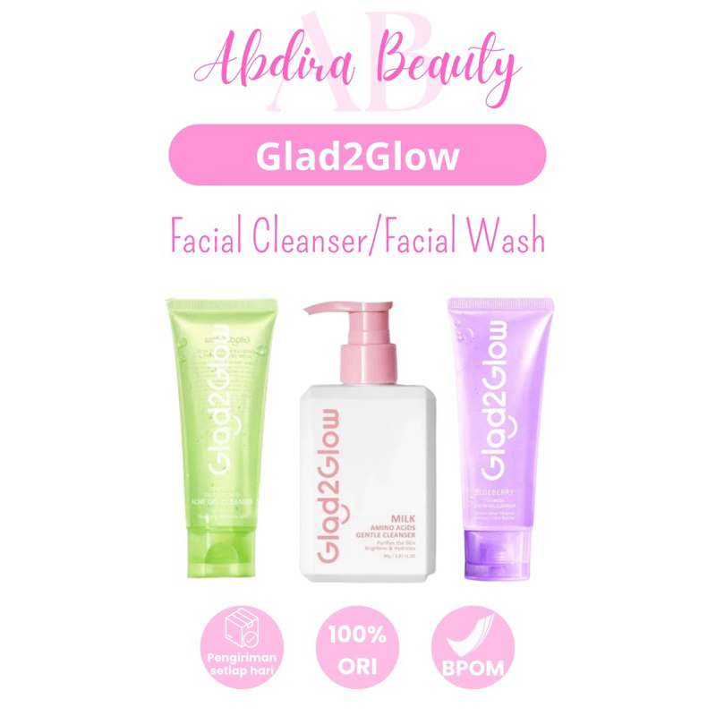 Glad2Glow - Facial Wash Cleanser Glad2Glow blueberry low ph gel cleanser | milk amino acid glad2glow