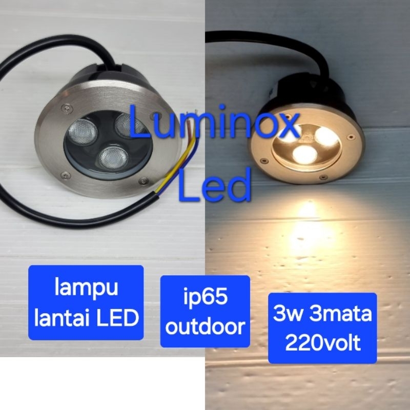 lampu lantai led 3w 3watt 3mata / uplight inground led 3w 3 watt - lantai taman led 3w 220volt