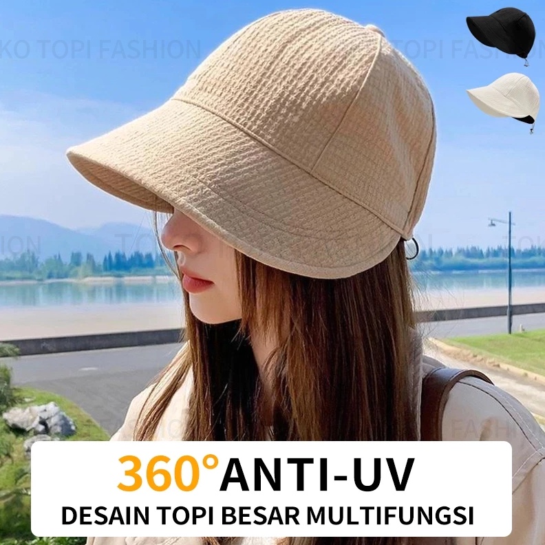 Topi pantai wanita berhijab impor bucket hat korea topi wanita korean style hijab fashion topi wanit