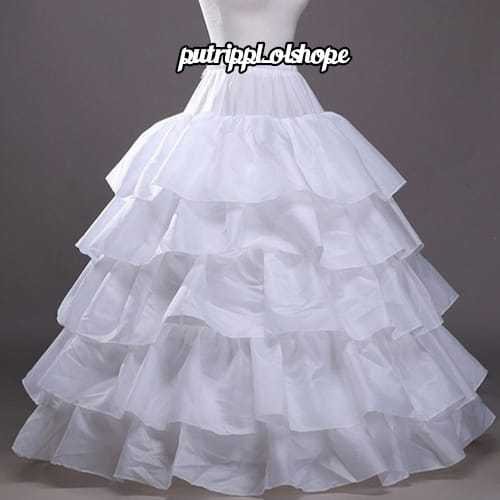 Pengembang Rok Gaun Tanpa Kawat Dilapisi Lima Umpak Kain Satin Petticoat Tanpa Kawat