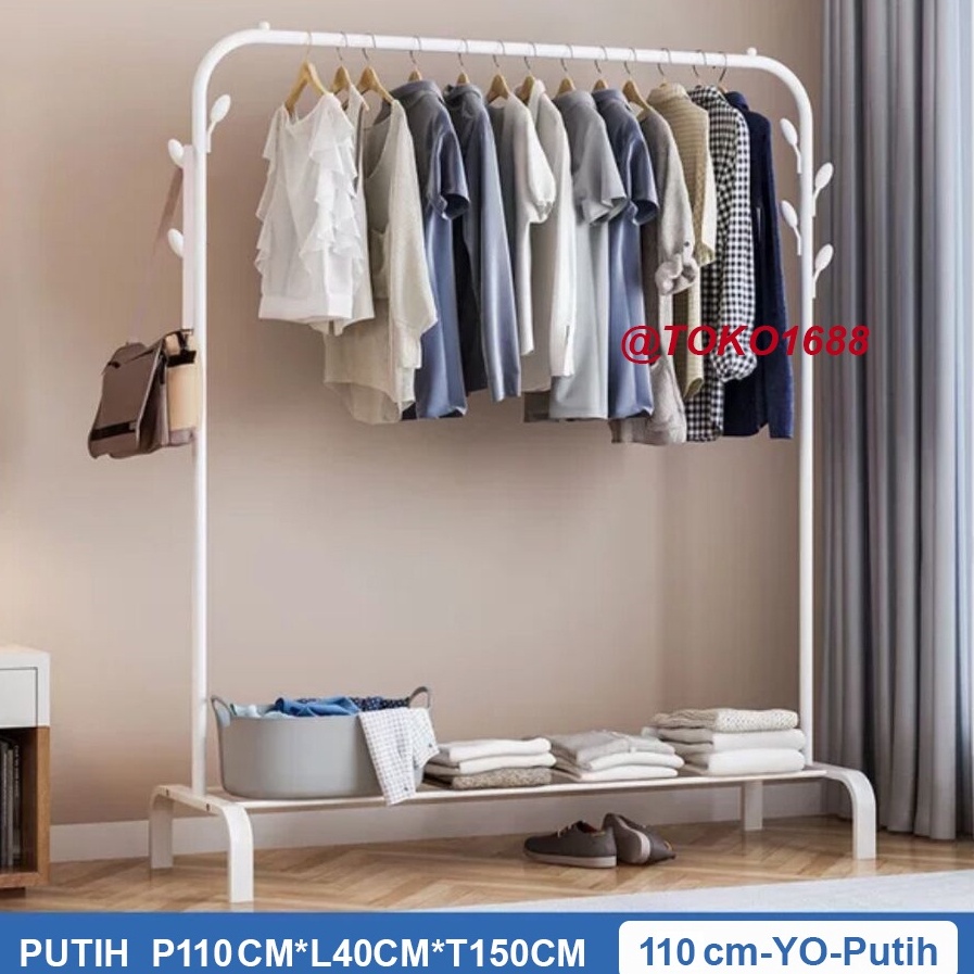 Paling Diminati Gantungan baju rak baju rak jemuran portable stand hanger single rak besi tempat pak