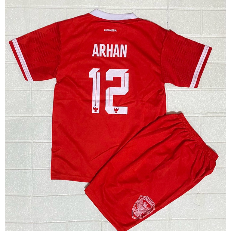 Diskon Terupdate Setelan Bola Timnas Indonesia Arhan Pratama Untuk Anak Usia 2  13 Tahun Baju Bola T
