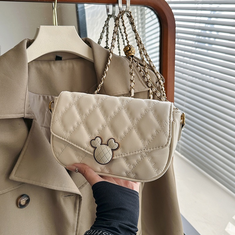 TAS SELEMPANG SLILNGBAG WANITA CEWEK CANTIK FASHION IMPORT KOMPLIT SET MOTIF KETUPAT GARIS MICKEY LU