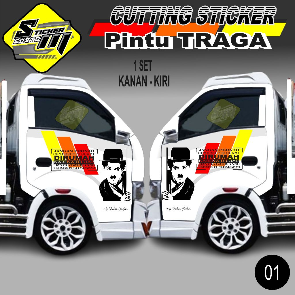 CUTTING STICKER PINTU SAMPING MOBIL PICKUP TRAGA  ,ELF DLL CAPLIN  01