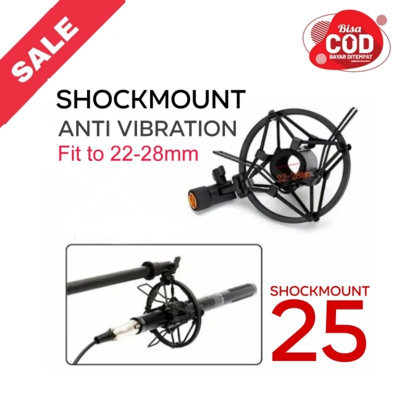 Shockmount Holder Metal black for shotgun mic fit to 22-28mm anti vibration shockproof miniphone