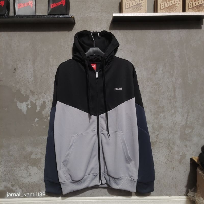 HOODIE TRACTOP BLOODS BLACK GREY ORIGINAL.