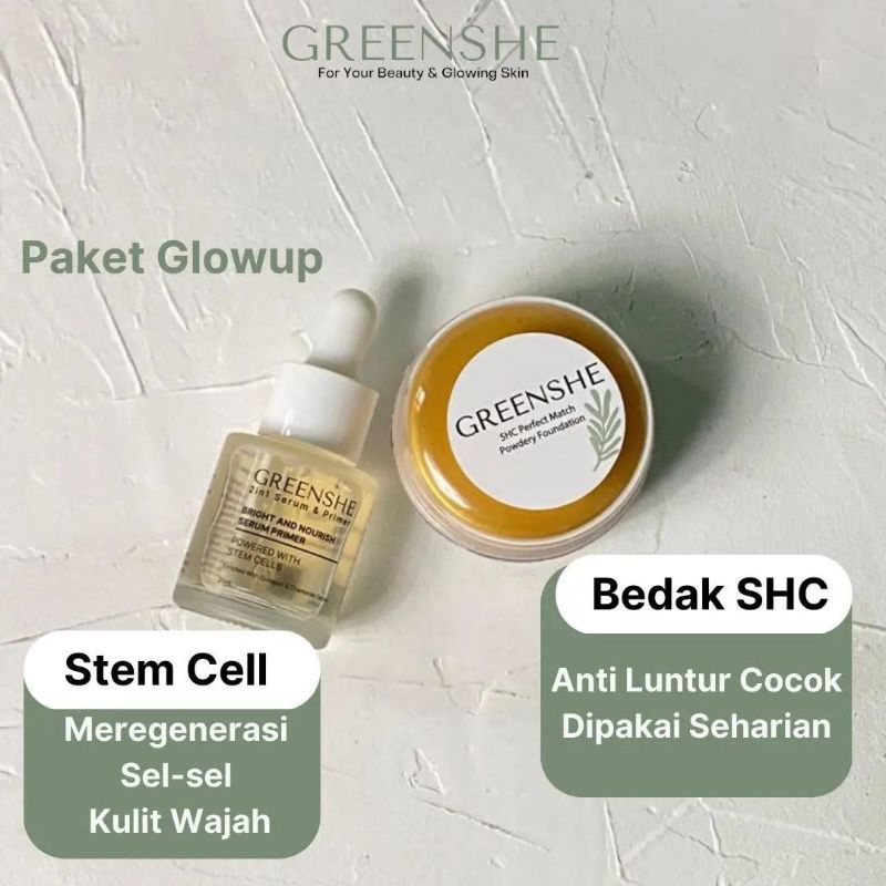 Skincare Paket Cantik By Greenshe.co Serum dan Bedak Shc perfect macth fondation spf45