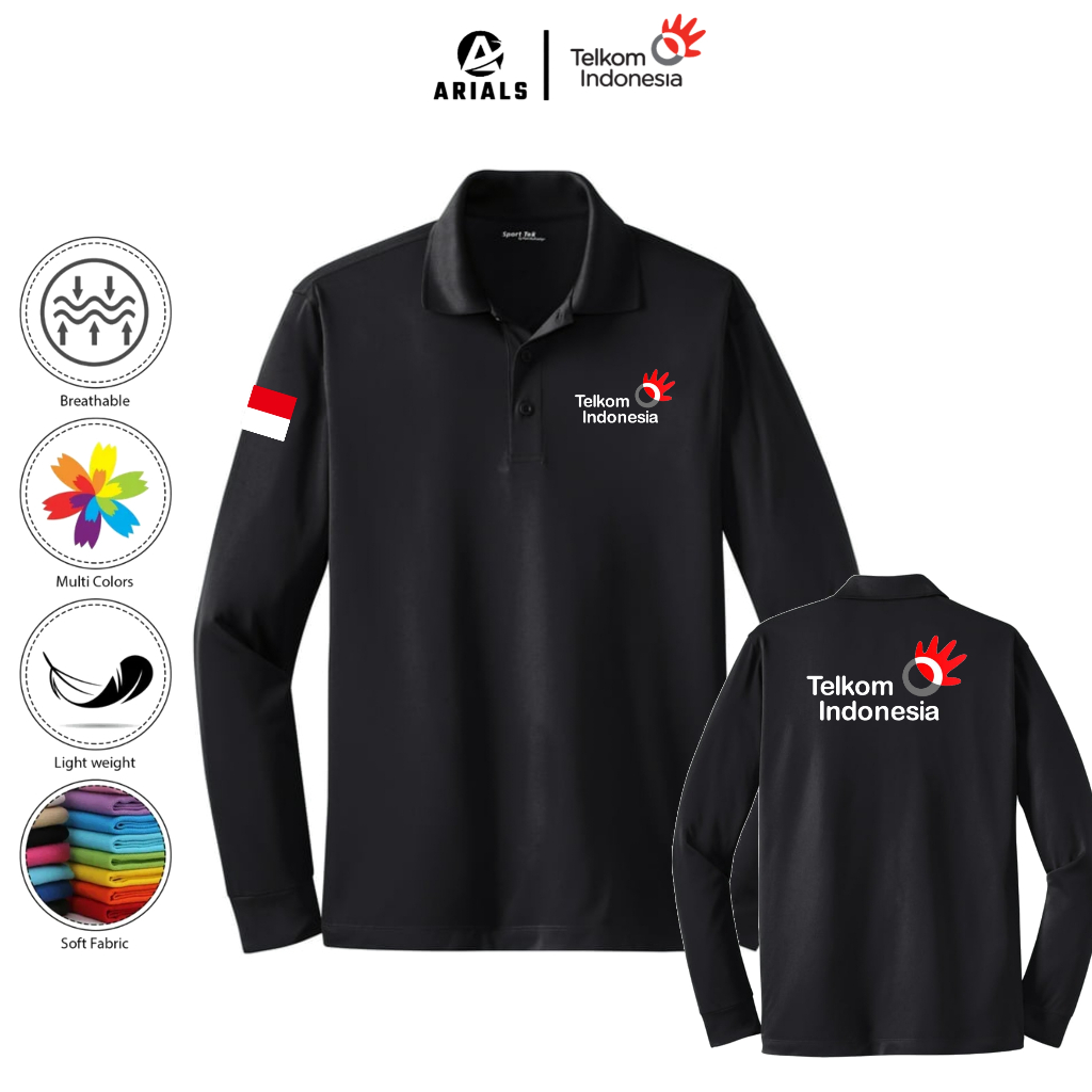Arials Polo shirt Baju Kaos Kerah Lengan Panjang Telkom Indonesia