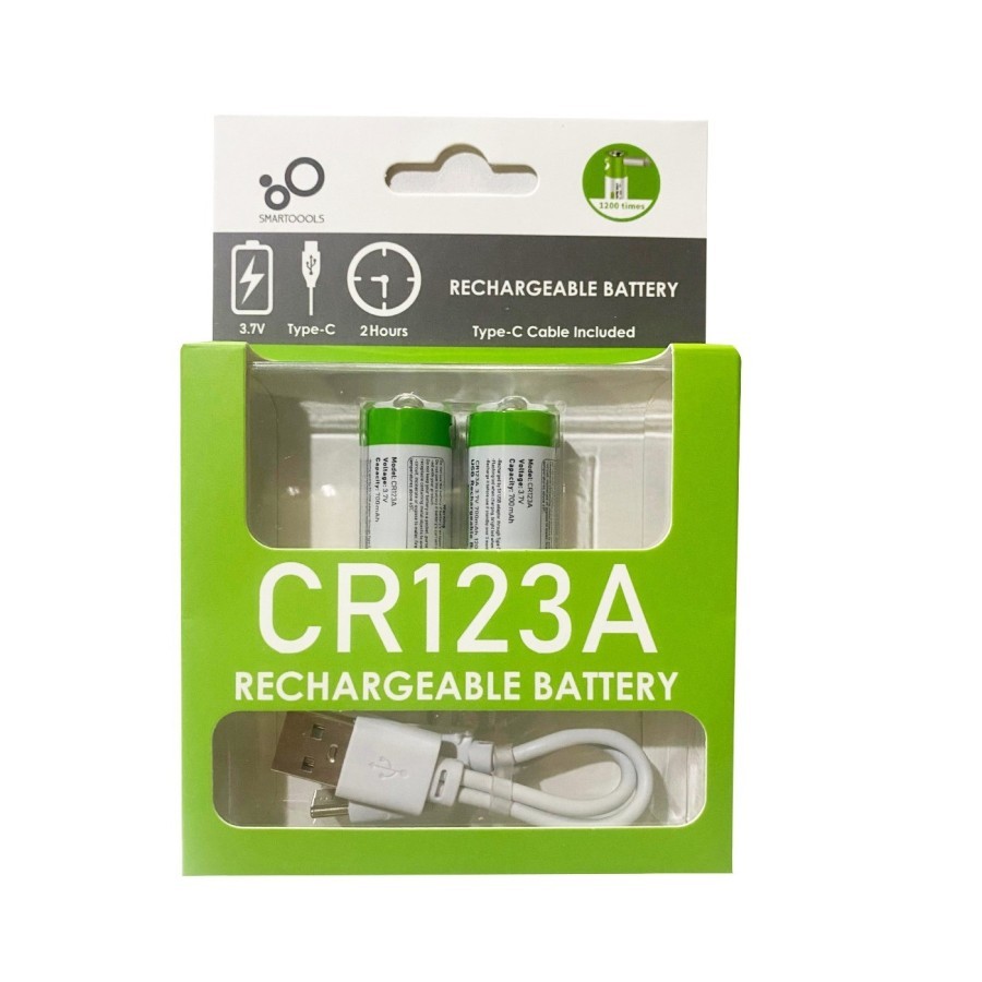 Baterai CR123A Cas Isi Ulang Smartoools Powerbatt CR123 3.7V Rechargeable Battery. Baterai CR123A