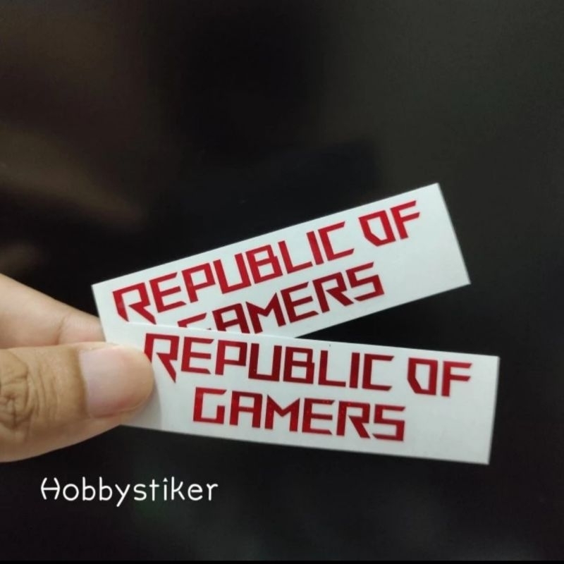 Stiker tulisan rog republic of gamer untuk pc laptop