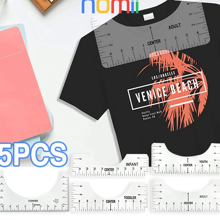 

ART V4Z8 Isi 5 TShirt Ruler Guide Alat Penggaris Penjajajaran Kaos Untuk Desain Tengah