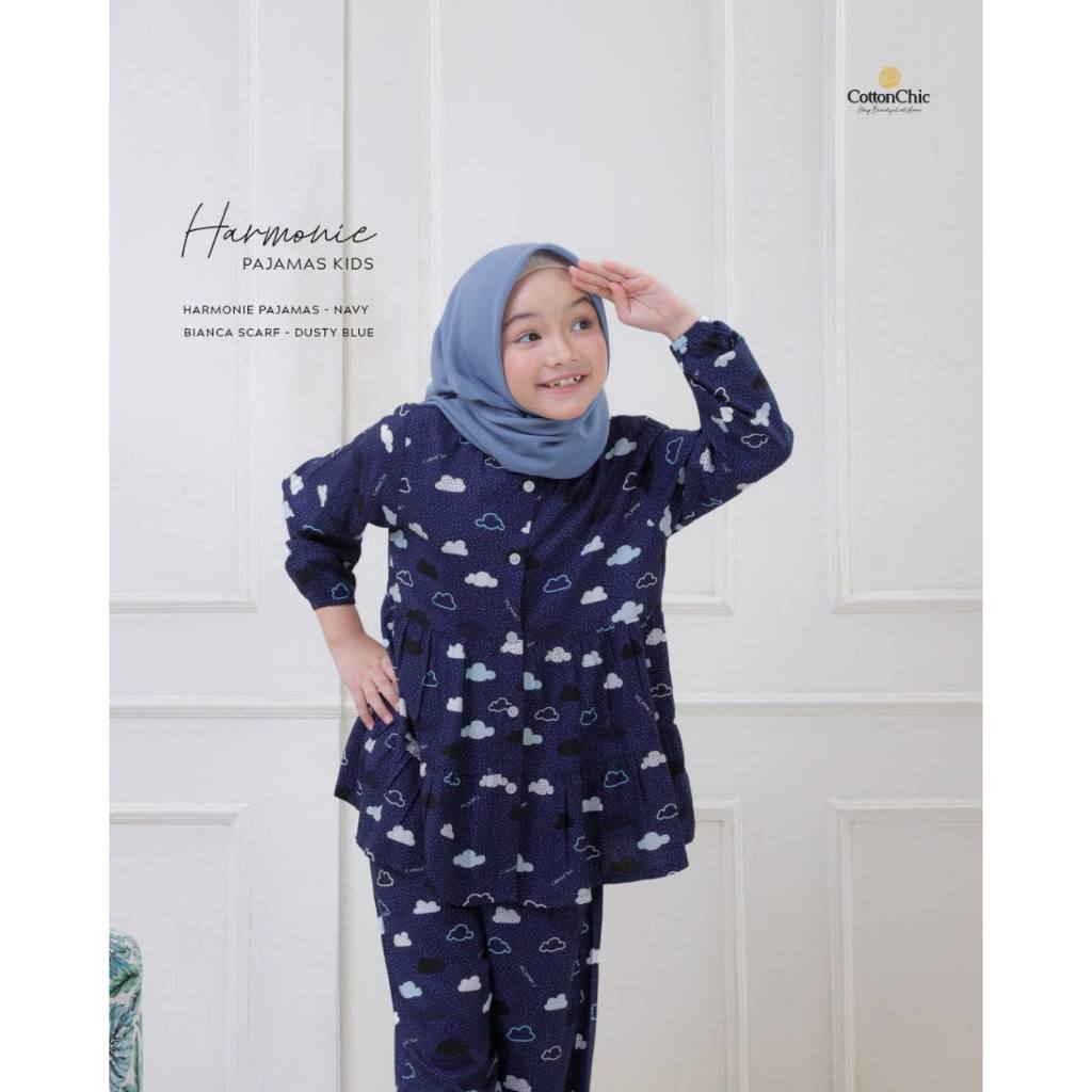 HARMONIE PAJAMAS COTTON CHIC COUPLE IBU ANAK SETELAN PIYAMA CELANA BAJU TIDUR PANJANG BAHAN KATUN RA