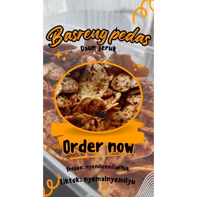 

Basreng pedas daun jeruk cemilan pedas makanan ringan