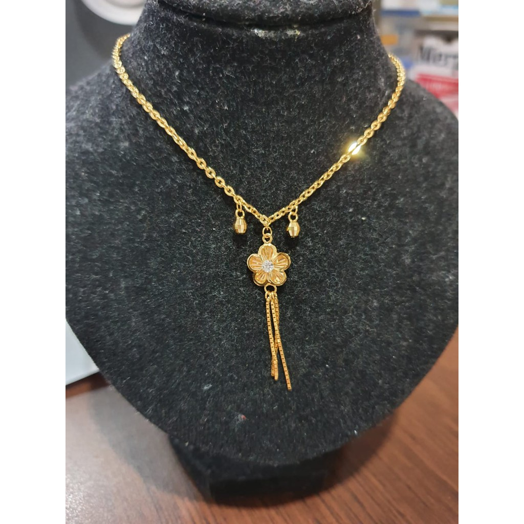 Kalung Model Rumbai Bunga Elegant Emas Asli