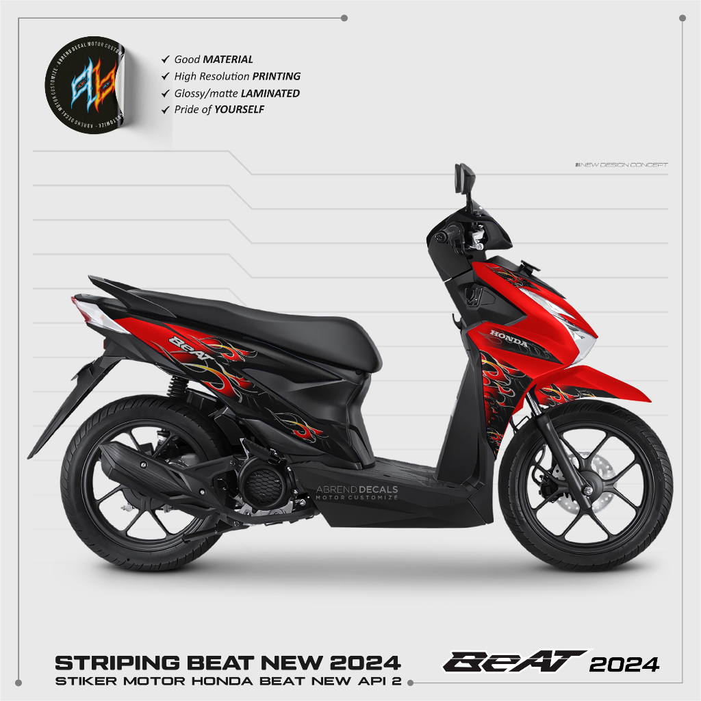 STRIPING BEAT 2024 API / STIKER MOTOR HONDA BEAT NEW SMART KEY DESIGN CUSTOM STOCK DECAL