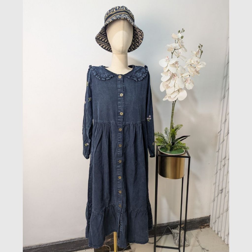 luvtyshopgirls - NAVIRA | Long Dress | Dress Denim | Classy Dress | Pakaian Wanita Denim | Baju Deni