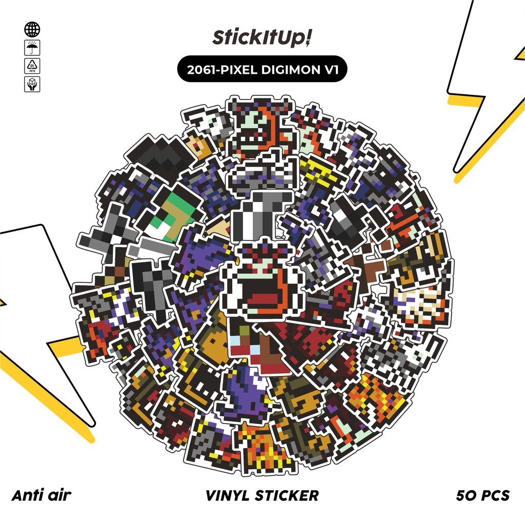 

COD✨ 50 Pcs Stiker PIXEL DIGIMON V1 Lucu Anti Air Untuk Dekorasi Notebook Sepeda Skateboard Handphone DIY