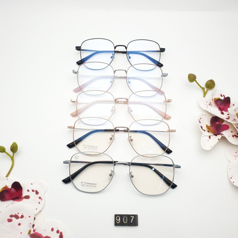 frame kacamata pria wanita unisex kotak titanium L907