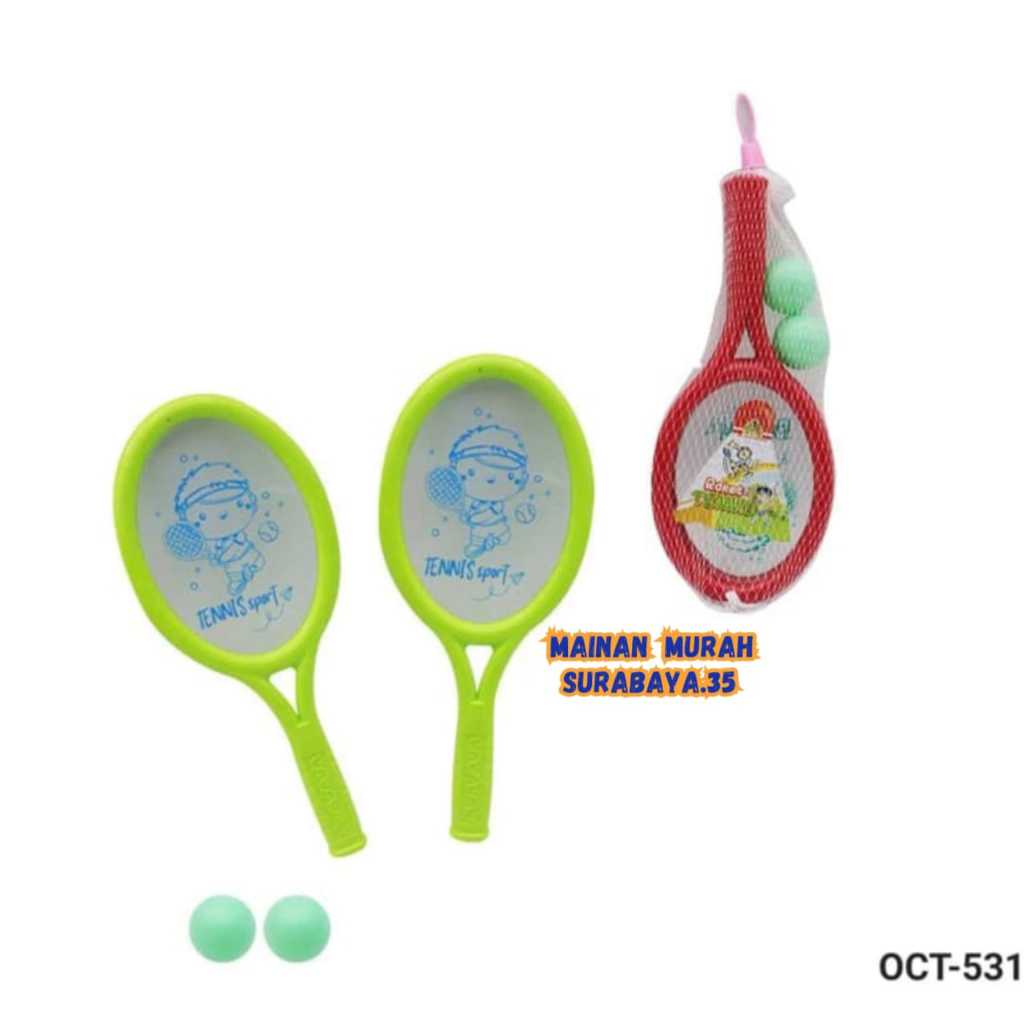 UKURAN KECIL | Mainan Edukasi Anak Set Raket Tennis OCT 531 Isi 2 Pcs | Mainan Raket Tennis Plastik 