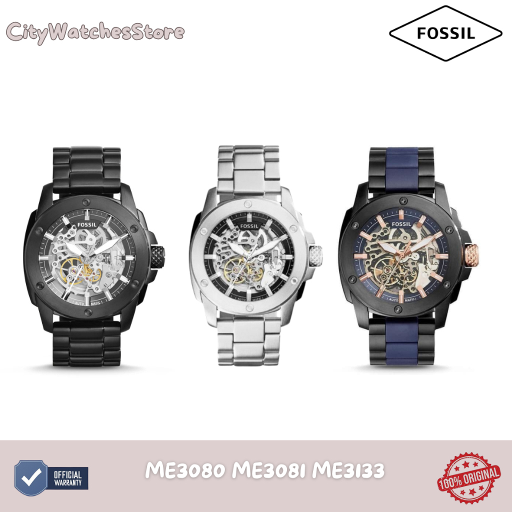 Jam Tangan Pria FOSSIL Original ME3080 ME3081 ME3133 Modern Machine Automatic Skeleton Stainless Ste