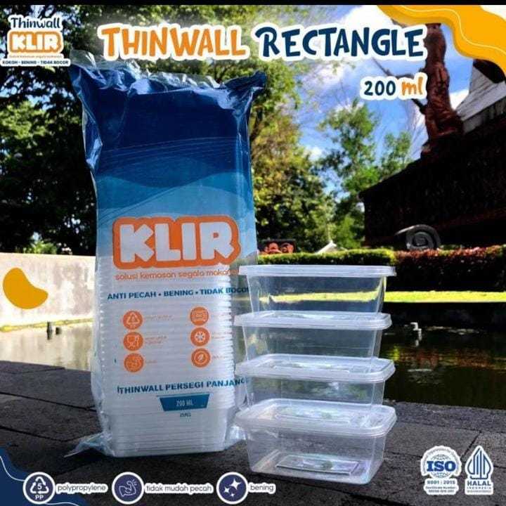 Thinwall PERSEGI PANJANG 200ml+tutup/wadah Plastik box dessert  isi 25 pcs kontainer 200ml