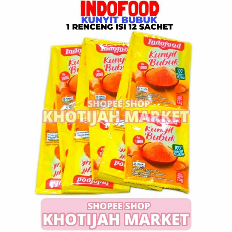 

Bumbu Dapur Kunyit Bubuk Indofood 1 Renceng Isi 12 Sachet 7.5 Gram