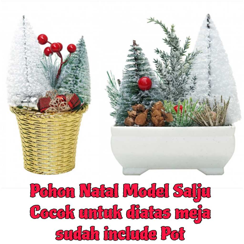 Pot Pohon Natal Hias Meja Mini Pohon Natal Meja Pohon Natal Jarum Pohon Terang Pohon Pajangan Natal 