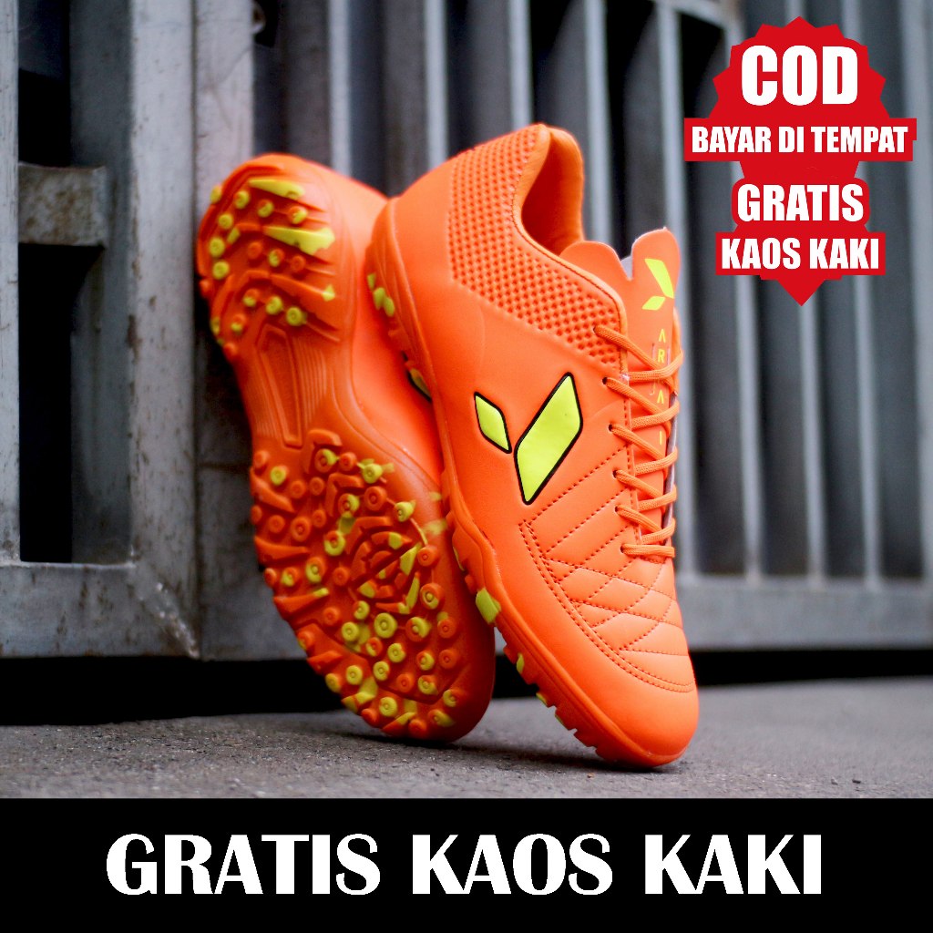 Terlaris 707001 (Bayar Di Tempat) Cod Sepatu Futsal Mini Soccer Pria Tiempo Hitam Sol Karet Mentah