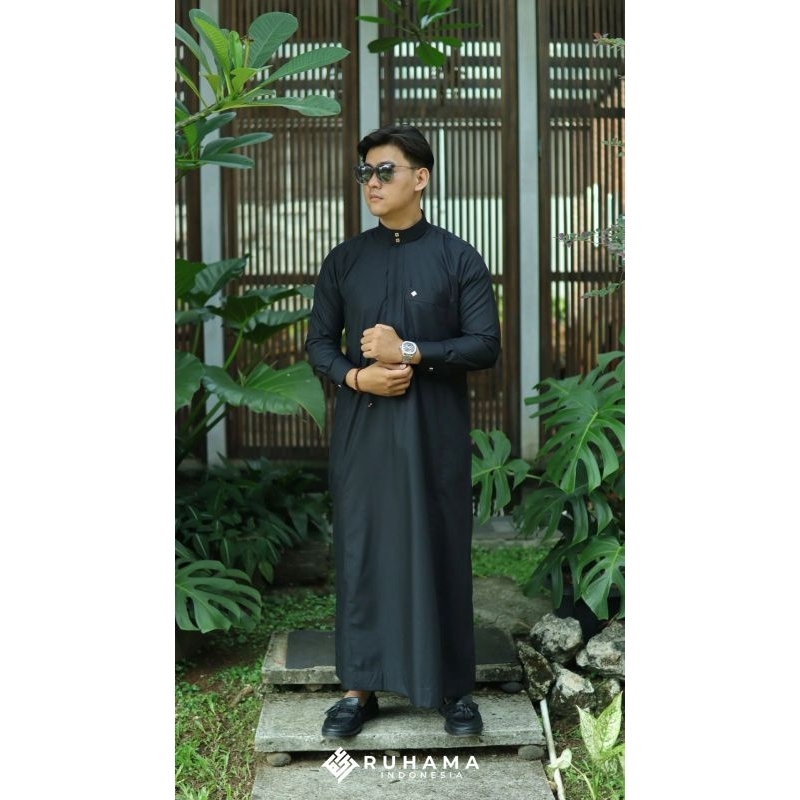 GAMIS/JUBAH/ HABIBI RUHAMA lengan panjang manset | pakaian gamis muslim pria | simple/elegan/regular