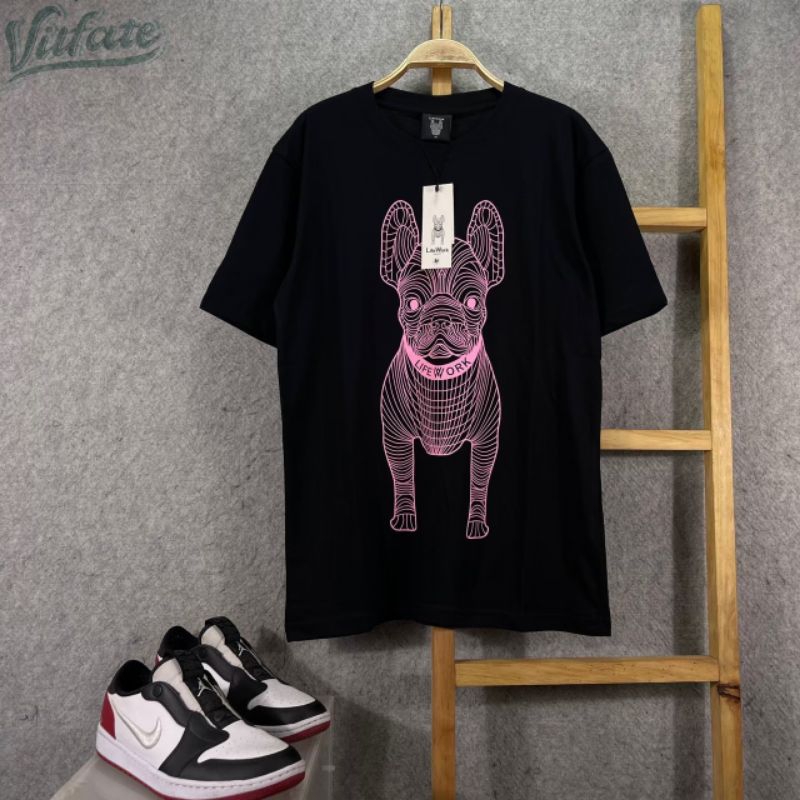 LifeWork Radog Oversize T-Shirt Kaos Gambar Anjing Hitam Pink Fulltag & Label