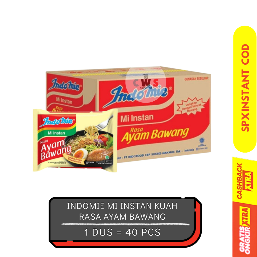 

INDOMIE KUAH MI AYAM BAWANG Instan - 69 gr / 40 Pcs / 1 Dus