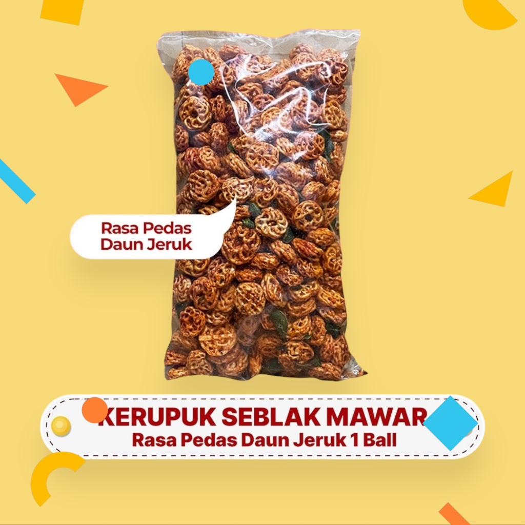 

(1 BALL) KERUPUK SEBLAK MAWAR BANDUNG PEDAS DAUN JERUK (1kg)- Makanan Ringan Kering Camilan Cemilan