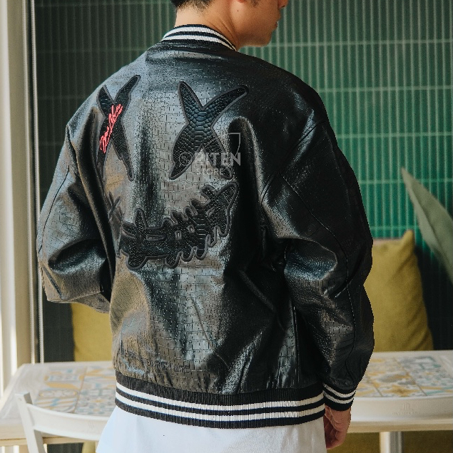 RIC Ricky Is Clown Black Mamba Varsity Jacket Black Original