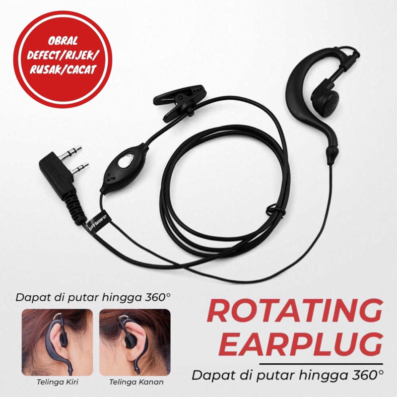 [OBRAL RIJEK] Headset Earphone FBI Walkie Talkie HT 2 Pin 102dB for Baofeng - K0459