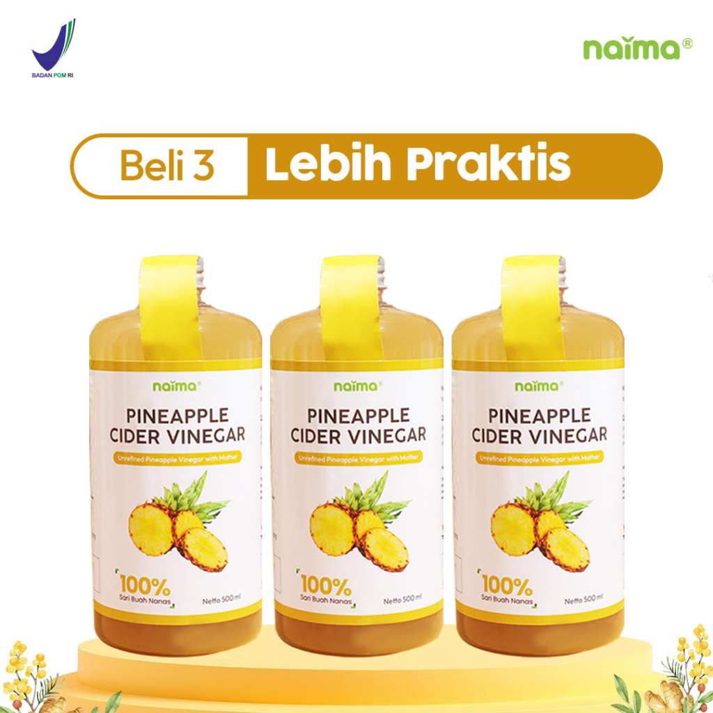 

Naima Cuka Nanas Paket 3 Botol Original BPOM | Pineapple Cider Vinegar | 100% Cuka Nanas Tanpa Pengawet