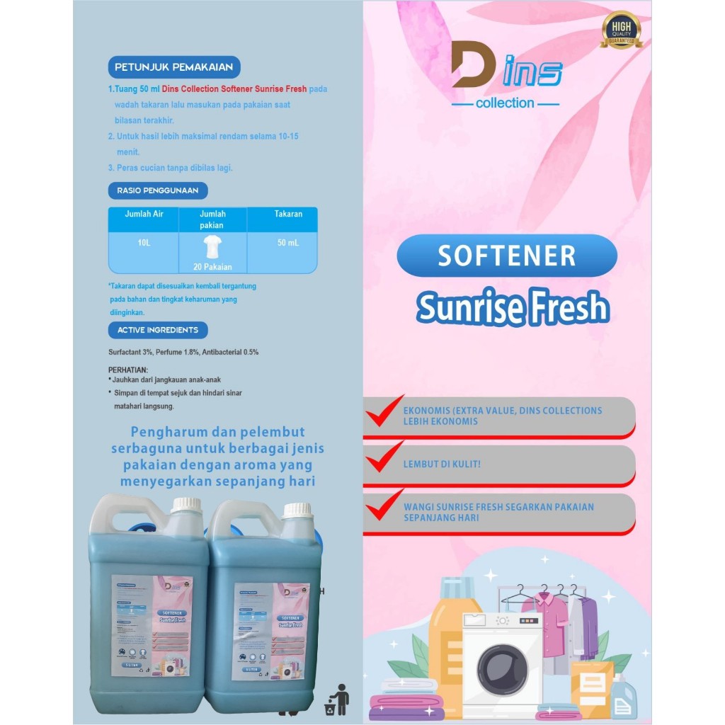 Downy Pelembut dan Pewangi Pakaian / Softener Sunrise Fresh 5 Liter Dins Collection