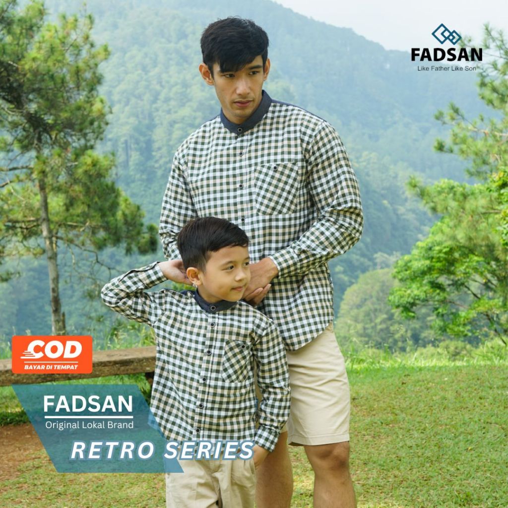 Kemeja Koko Couple Ayah Dan Anak Laki Laki Remaja Tanggung Baju Atasan Motif Kotak Kotak Lengan Panj