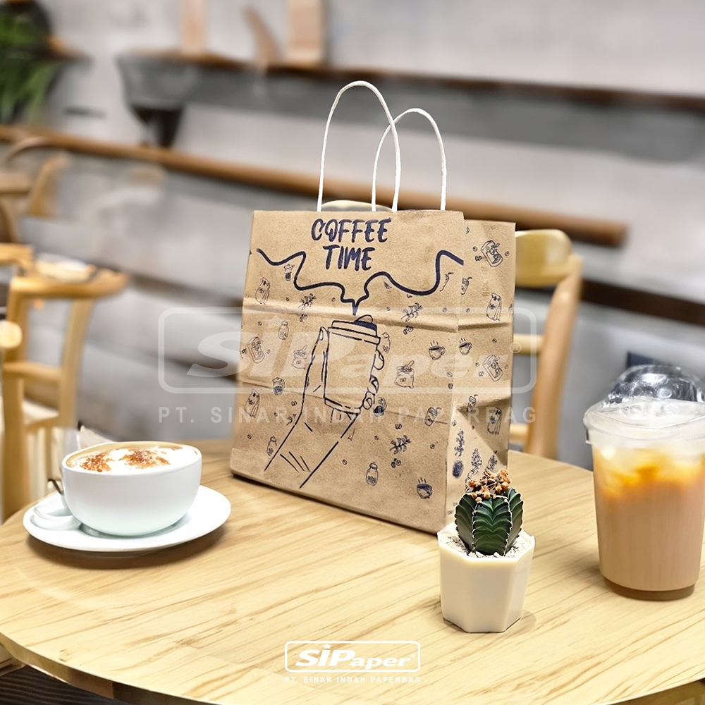

Paperbag SIPaper 20x13x21.5 cm (20 Pcs) Tas Kertas Coffee Shop, Tas Cafe