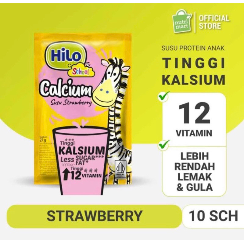 

HiLo school strawberry 10 sachet susu tinggi kalsium rendah lemak