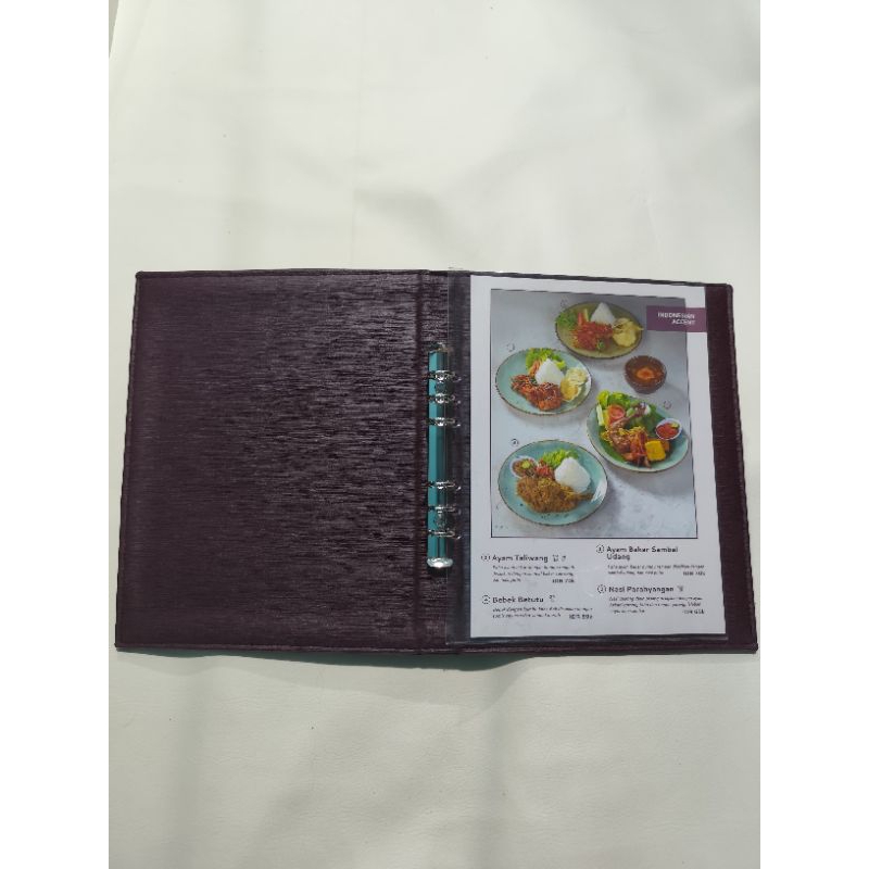 Buku Menu Binder A4 Logo Embos Cover Buku Menu Cafe