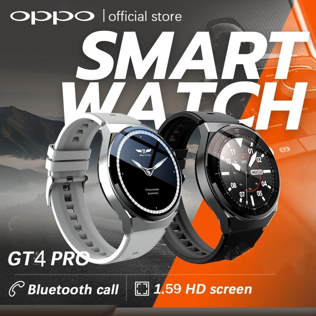 2024 NEW OPPO SmartWatch 4 PRO Round Full Touch Screen Jam Tangan Wanita/Pria Olahraga Android IOS J